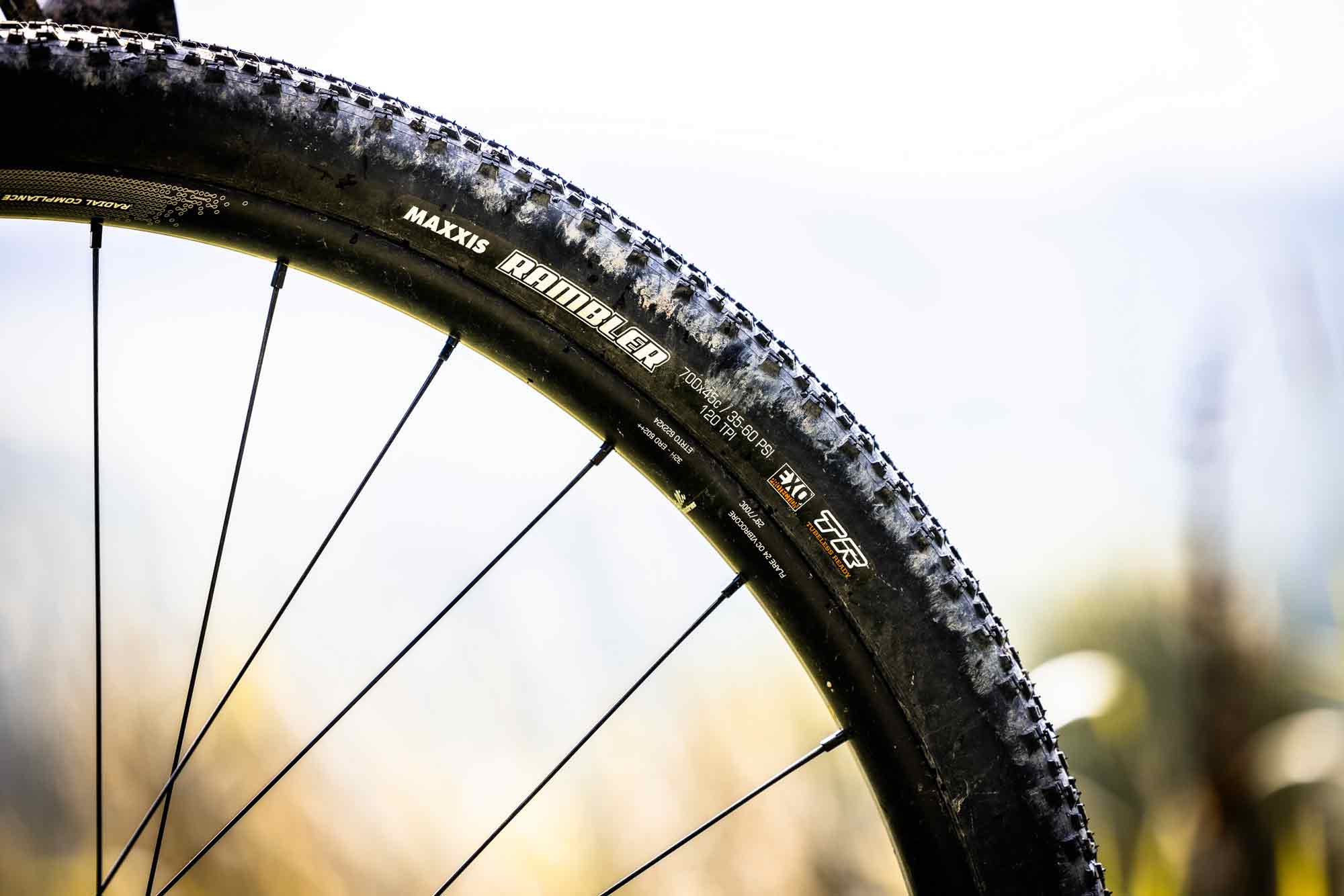 Maxxis gravel tyre test: the rambler is available in various sizes.